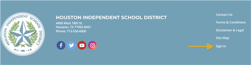 Sign In link location on the district website